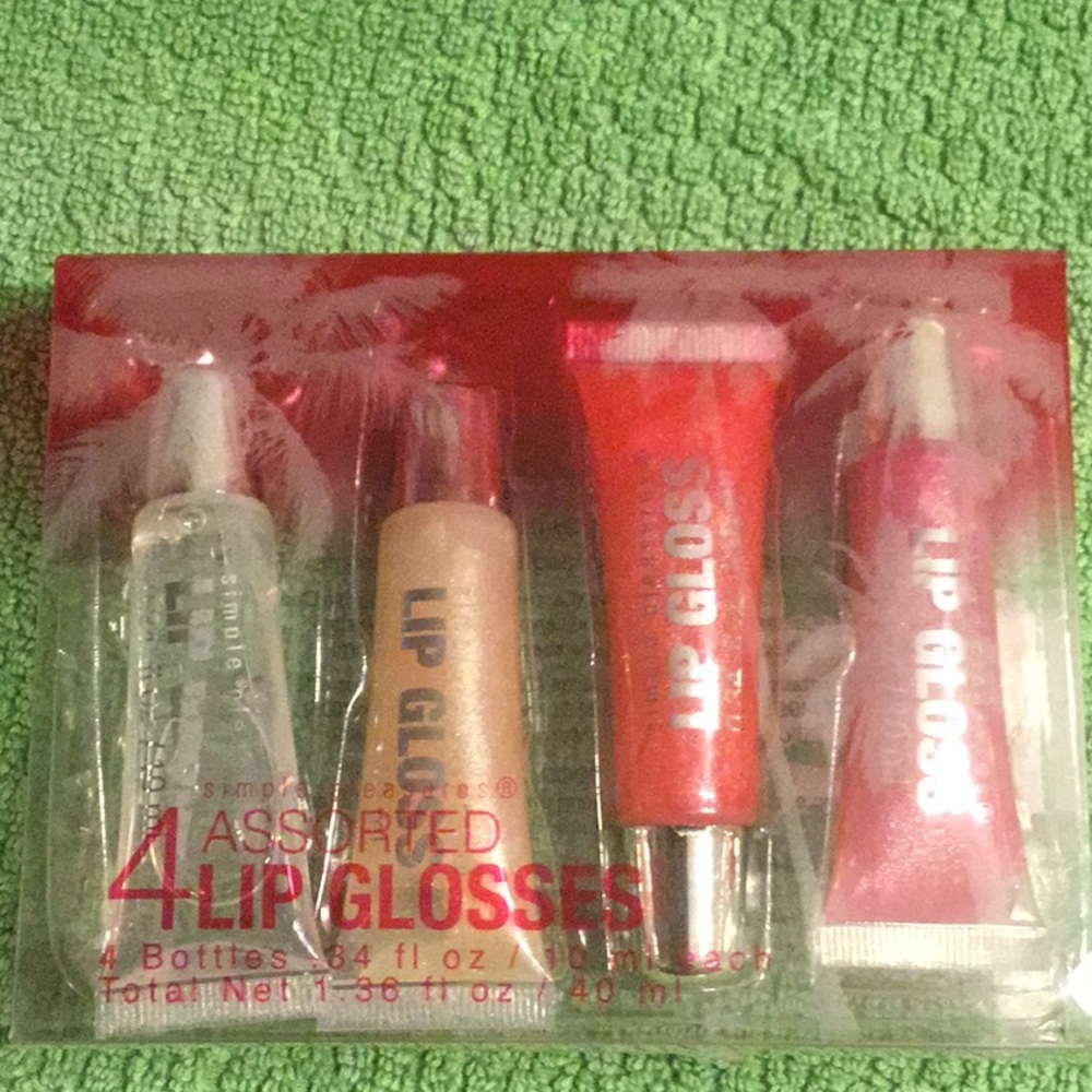 NIP  Lip Gloss Set - Clear, Gold, Red, Pink